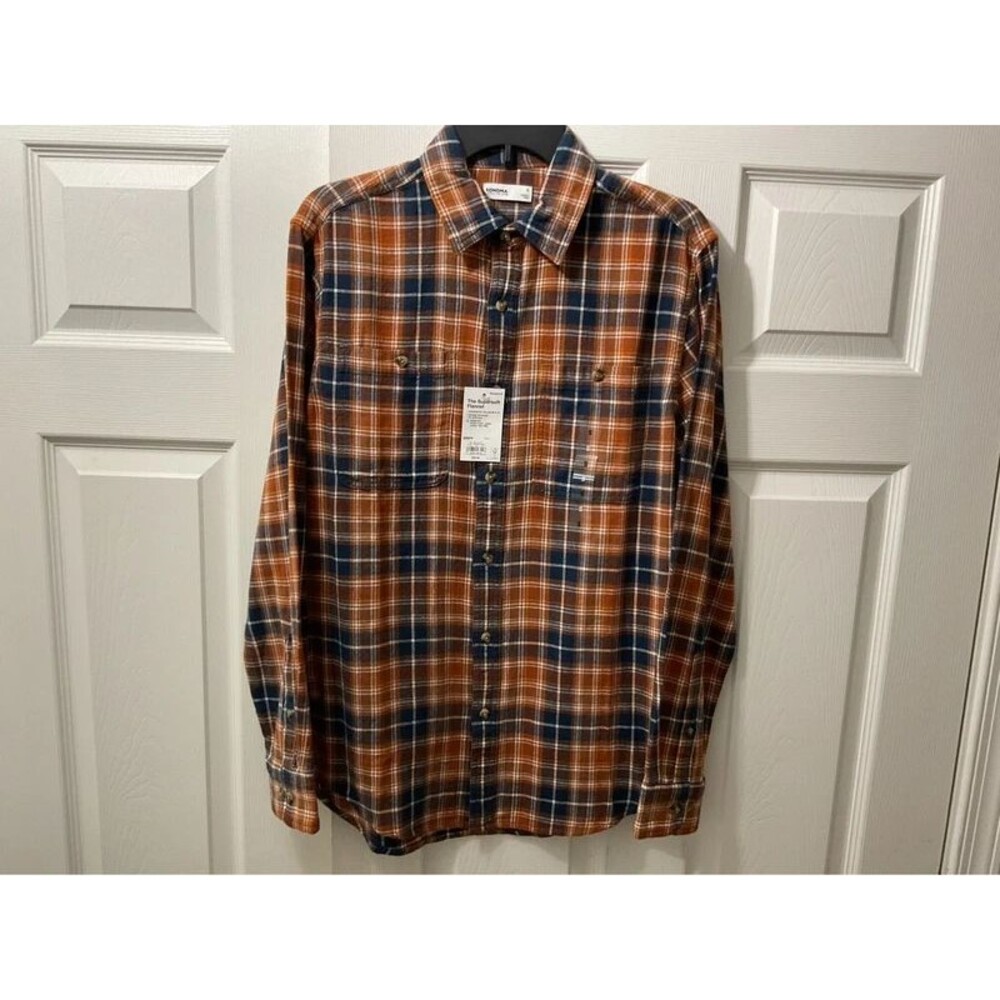 Sonoma Caramel Plaid Flannel S | Brown Navy Shacket | NWT Fall Trending